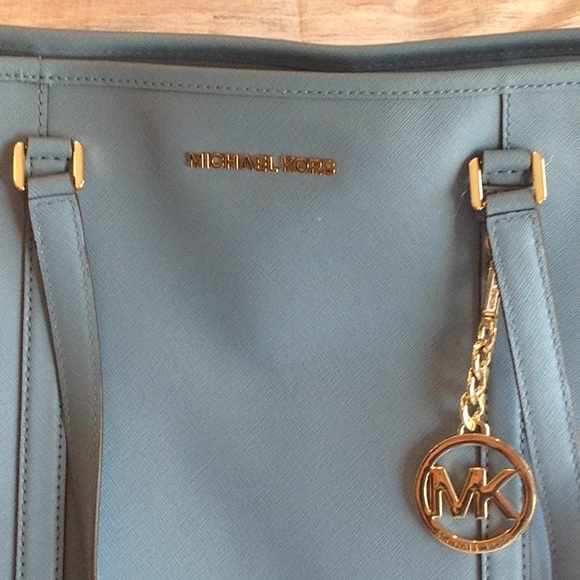 MICHAEL KORS structured TOTE BAG LIGHT BLUE - Picture 2 of 5